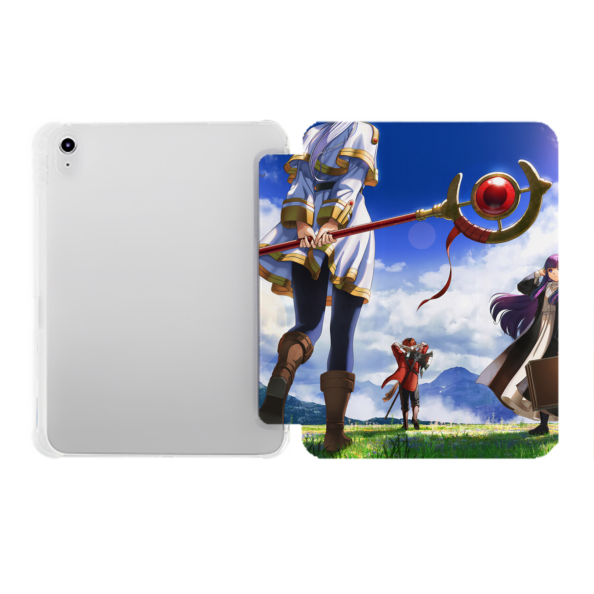 （画像用） 葬送のフリーレン Frieren IPad ケース ペン収納付き 三つ折りスタンド PUレザー×シリコン 対応機種9.5/10.5/10.9インチ